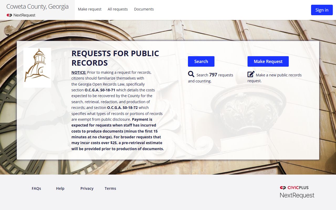 Coweta County inmate records NextRequest public records portal