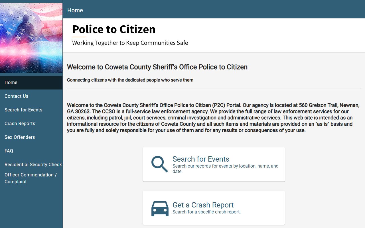 Coweta County inmate population Police-to-Citizen portal